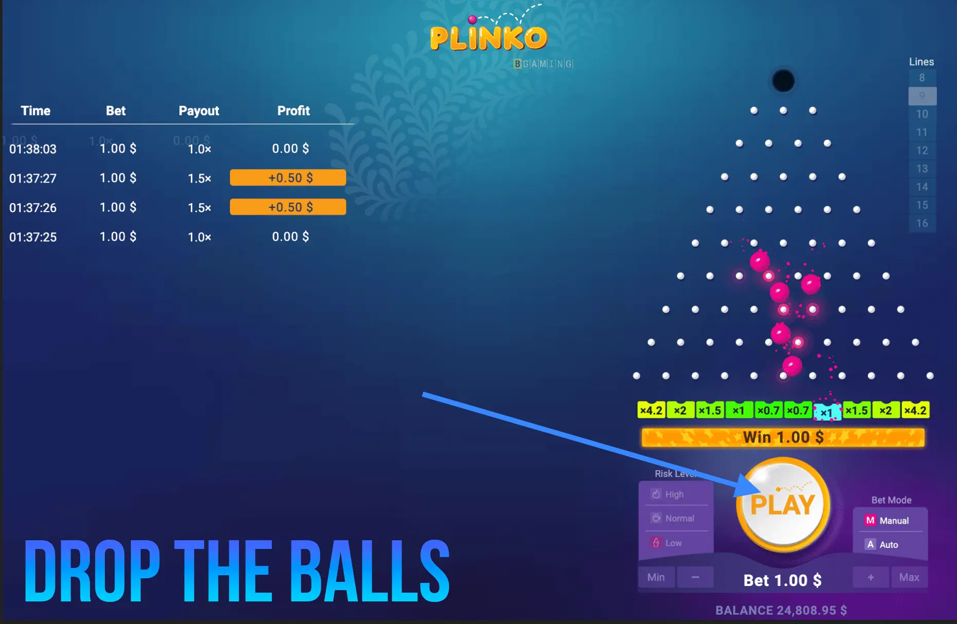 Dejá caer la ficha en Plinko
